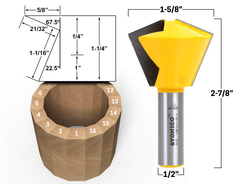 YONICO Birdsmouth Router Bit Set 3 Bit 1/2-Inch Shank 15330 - Image 2